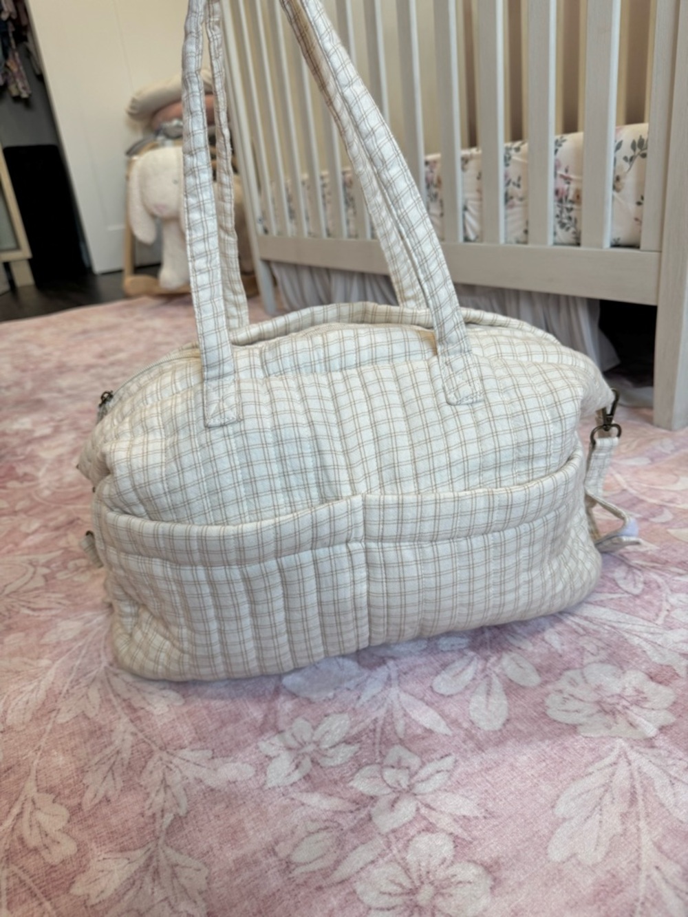 Quincy Mae Quilted Diaper Bag 100% Cotton - Picture 4 of 9